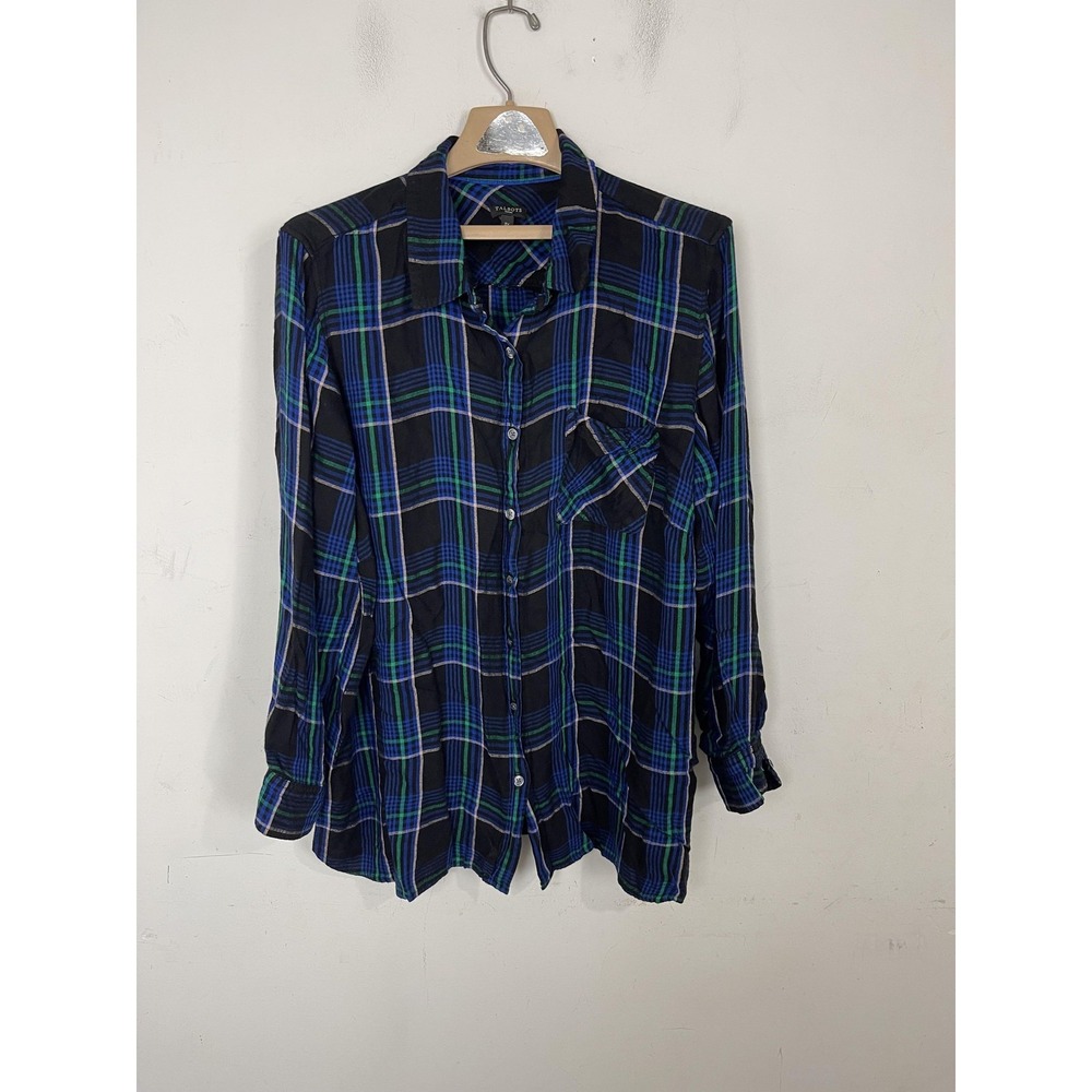 Talbots Shirt Womens‎ 3X Blue Plaid Flannel Button Up Fall Country Soft Rustic